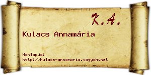 Kulacs Annamária névjegykártya